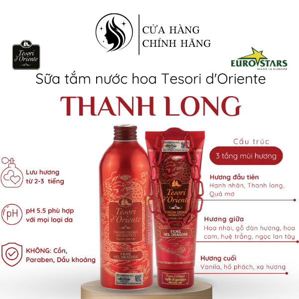 Sữa tắm xích Tesori tuýp 250ml hương nước hoa Ý