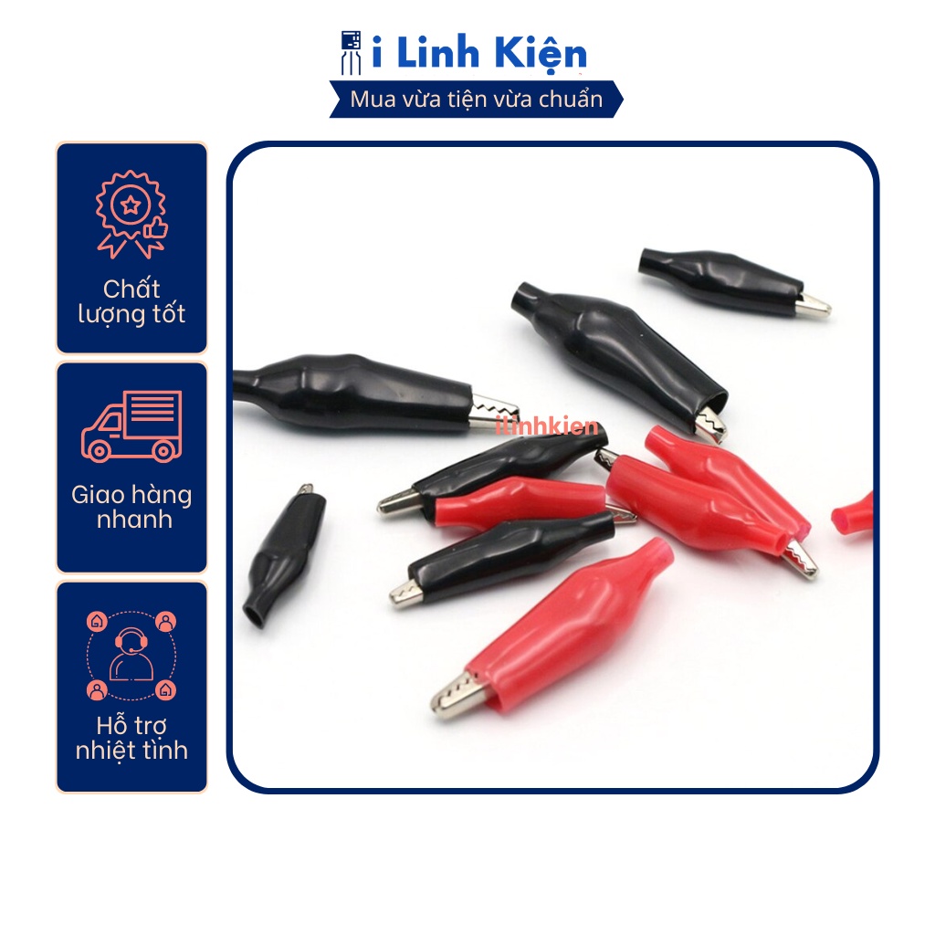 Đôi kẹp cá sấu lớn 45mm chất lượng tốt (1 đen + 1 đỏ)