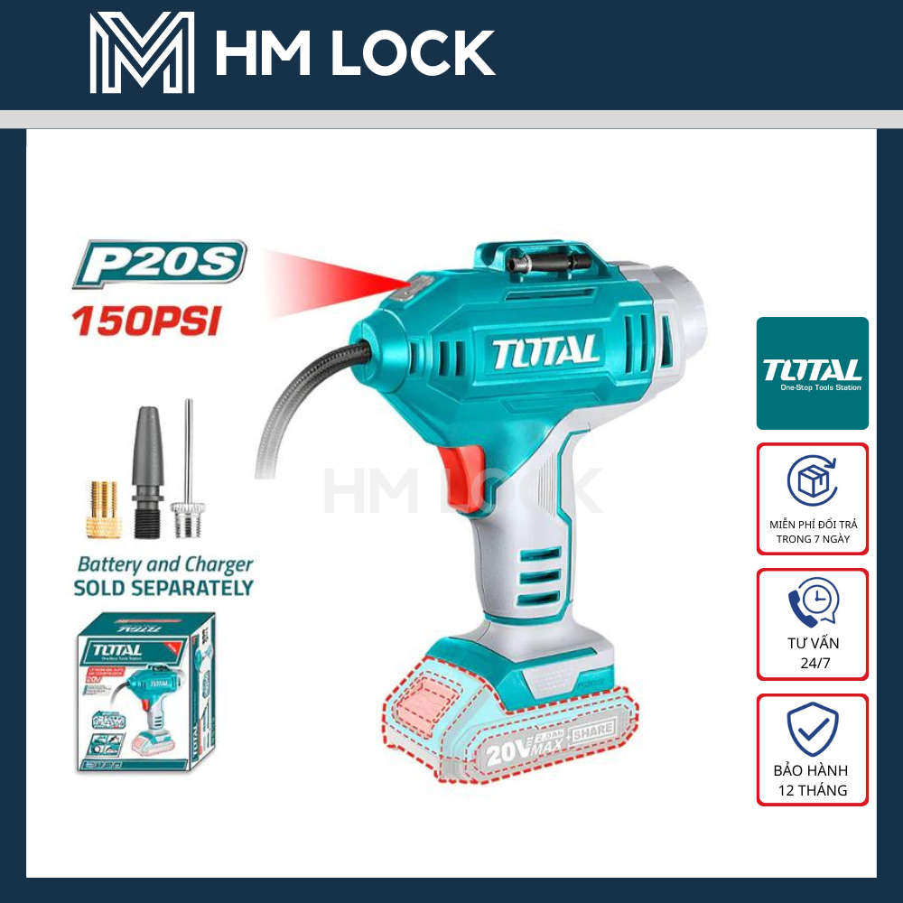 Máy bơm hơi cầm tay tự động dùng pin lithium 20v total - hàng chính hãng - tacli2018