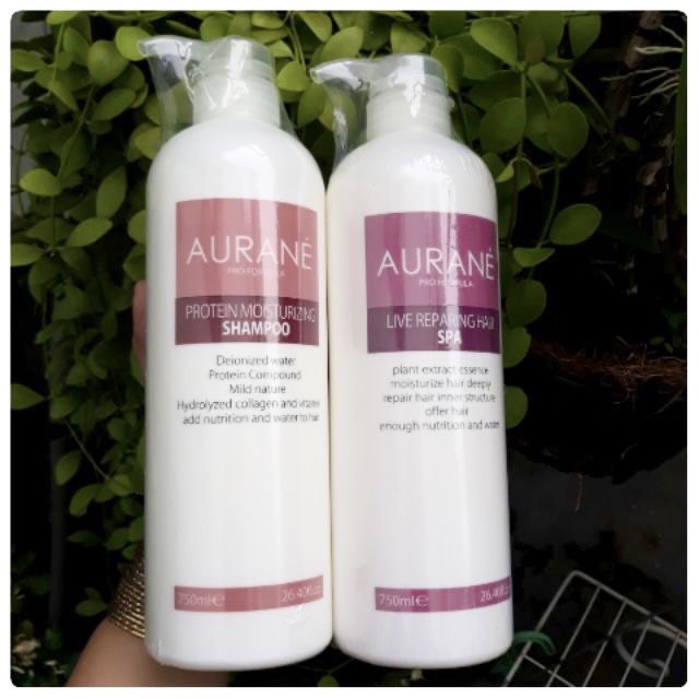 Bộ sản phẩm dầu gội và hấp phục hồi tóc hư tổn aurane pháp 750ml x 2