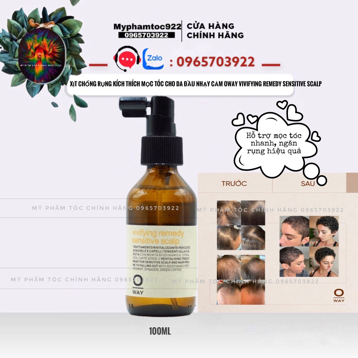 Xịt chống rụng kích thích mọc tóc cho da đầu nhạy cảm oway vivifying remedy sensitive scalp 100ml hàng chính hãng