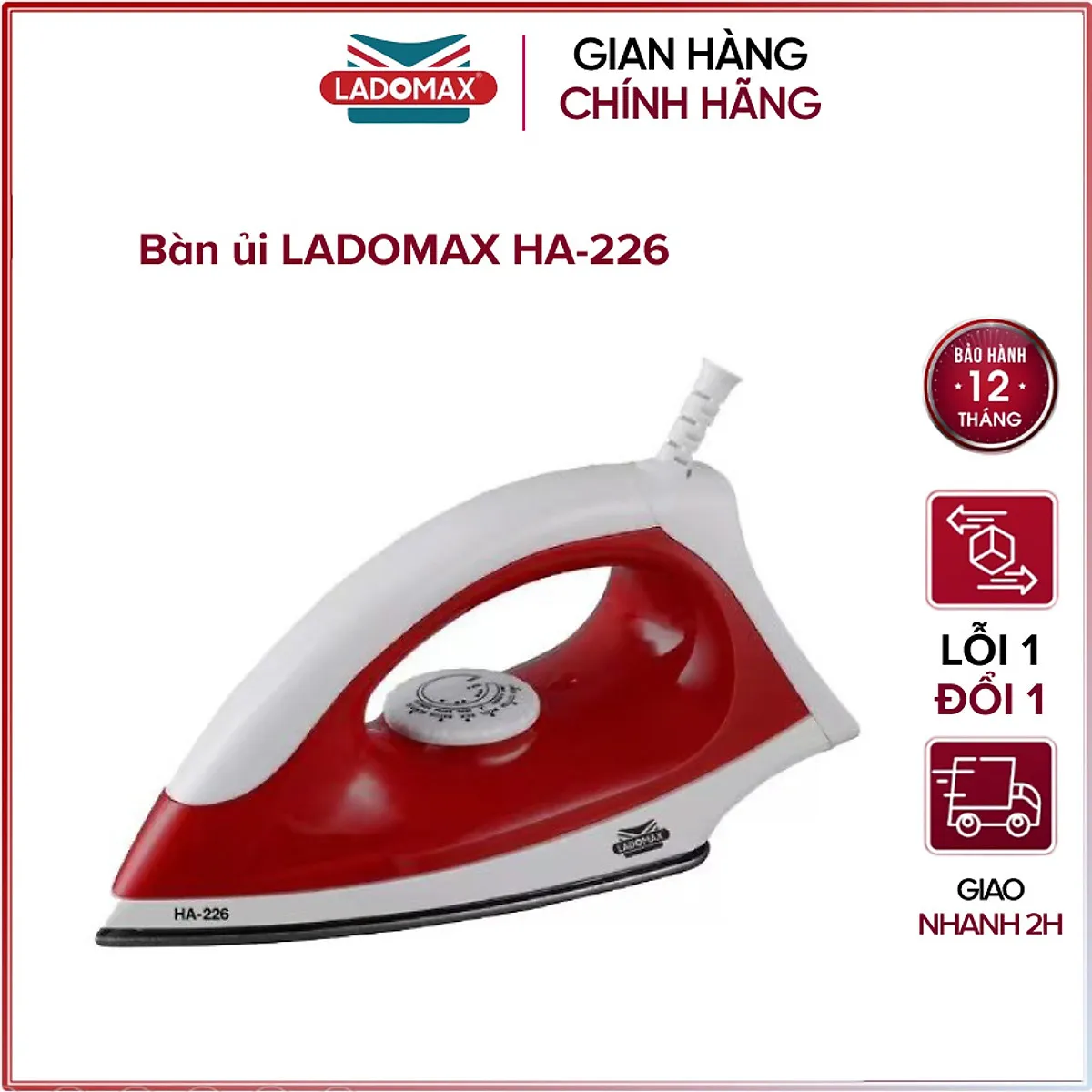 Bàn ủi khô ladomax ha-226 1200w , bàn là điện ladomax ha-226, chất lượng cao