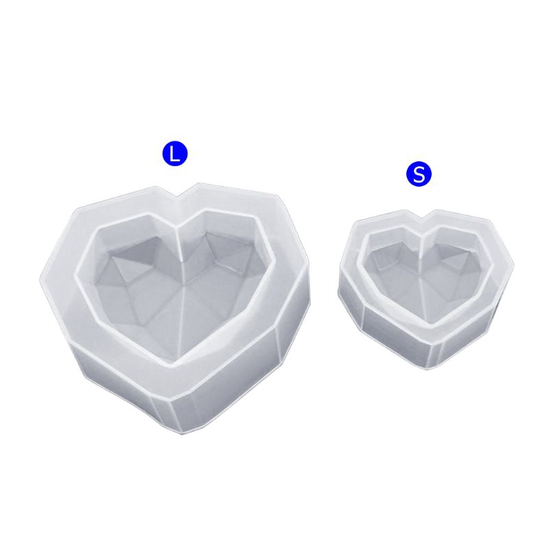 Khuôn silicon trái tim bề mặt diamond đổ resin