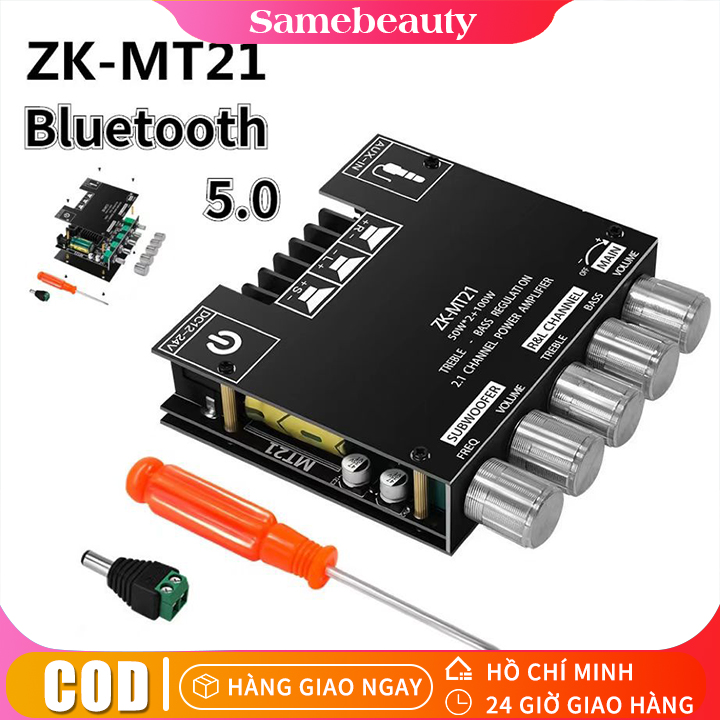 ZK-MT21 2.1 Kênh Bluetooth 5.0 Bảng mạch khuếch đại loa siêu trầm 50WX2 + Công suất 100W Bảng mạch