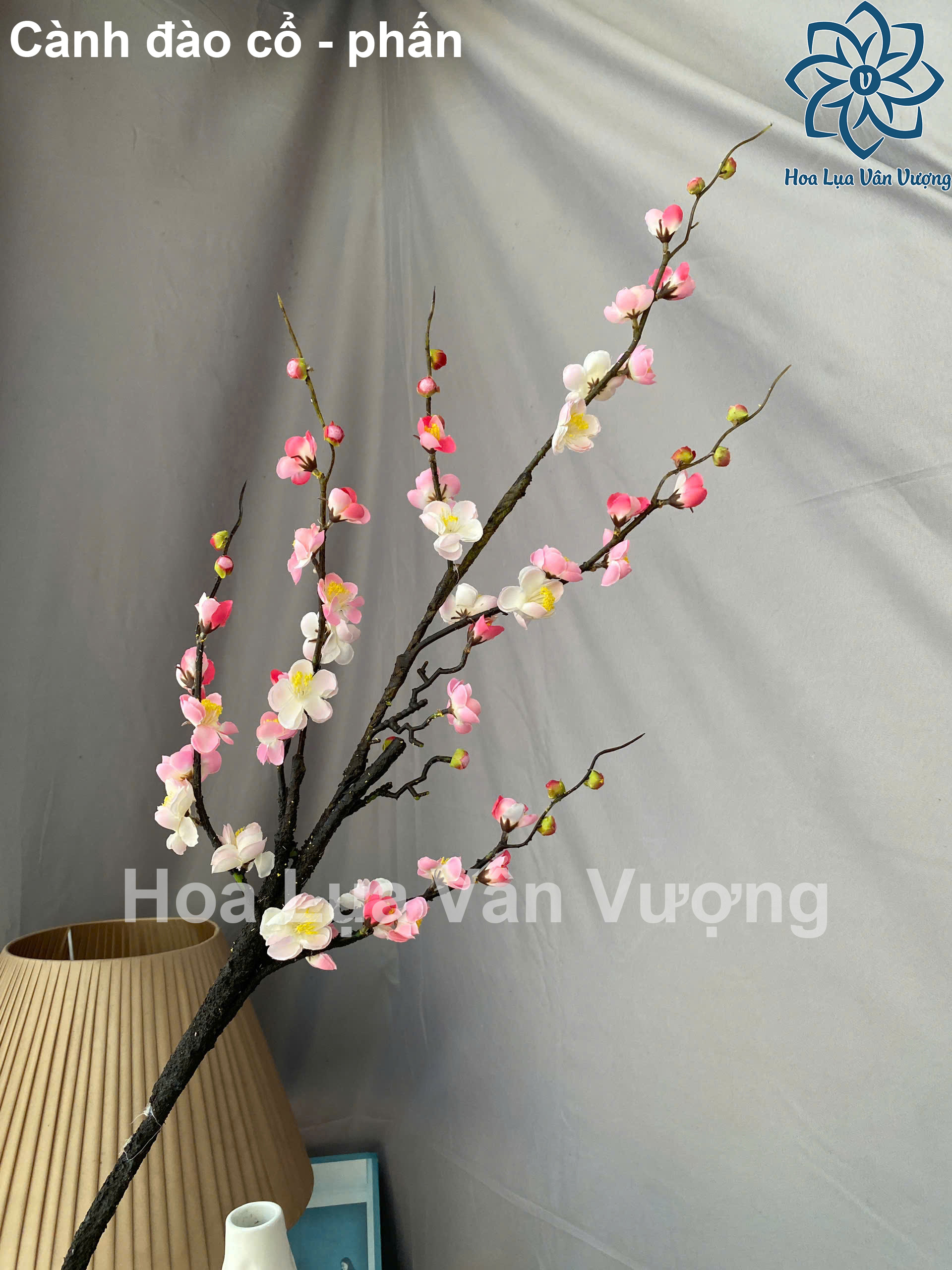 Hoa Giả, Hoa Lụa, Cành Đào Cổ Trang Trí Phòng