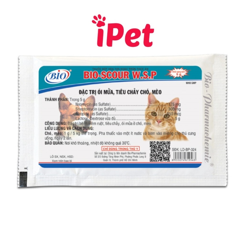 ☽ஐ gigilove shop Bột Bio Scour W.S.P Gói 5g - Hỗ Trợ Kiểm Soát Viêm Ruột Tiêu Chảy Thú Cưng Chó Mèo - iPet Shop