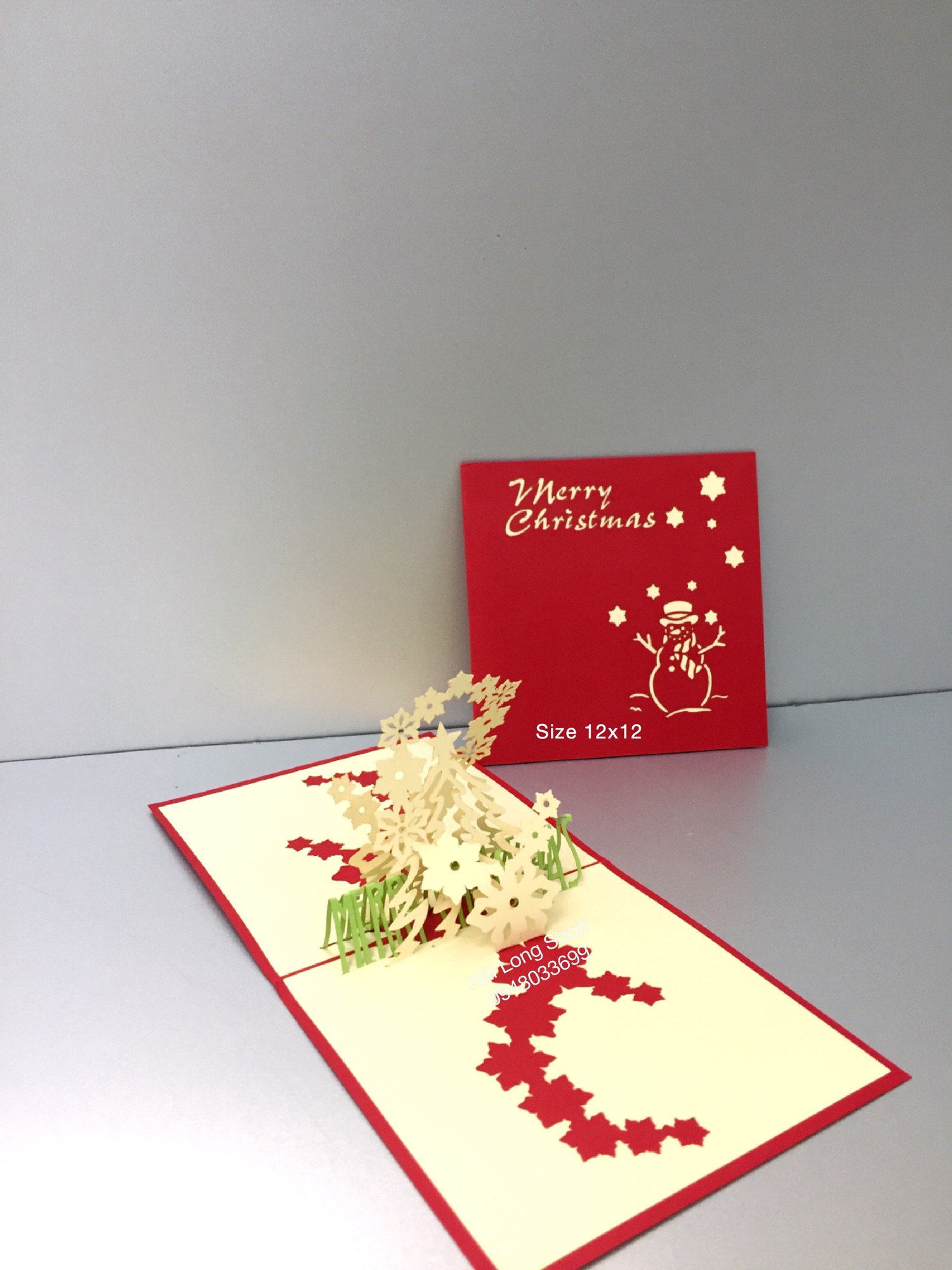 Cây thông 12 (  lót trắng ) - Noel - Thiệp 3D