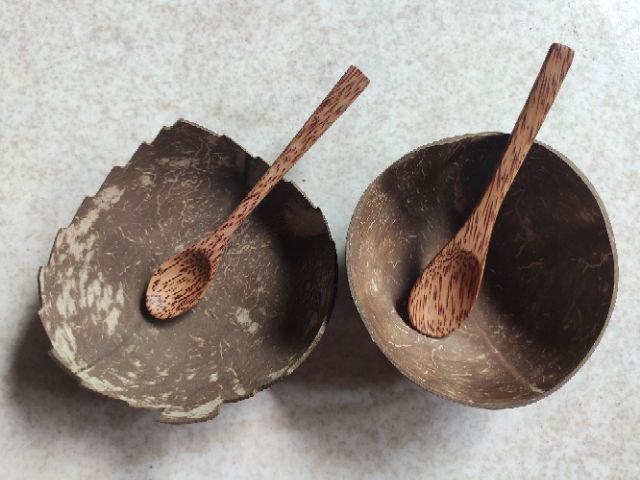 Bát Gáo Dừa + Thìa Gỗ Dừa (Thìa Kem / Thìa Súp)