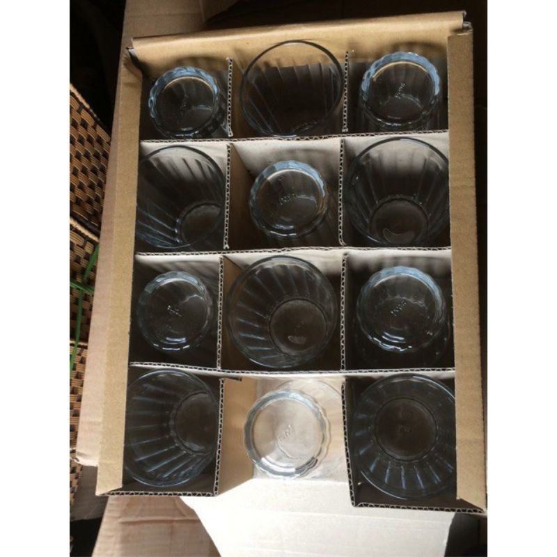 Bộ 12 cốc sọc nhỏ thủy tinh cốc trà đá 250ml trong suốt lotus glass vtc54