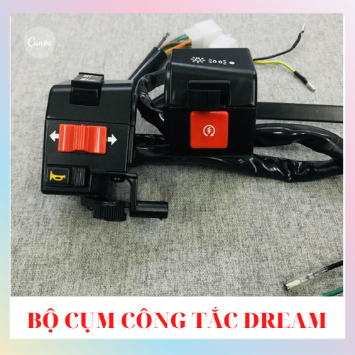 (freeship) Cùm công tắc trái phải xe DREAM, SUPER DREAM 100CC kèm tay thắng nhôm BỘ CỤM CÔNG TẮC DREAM ( Gía trọn bộ )