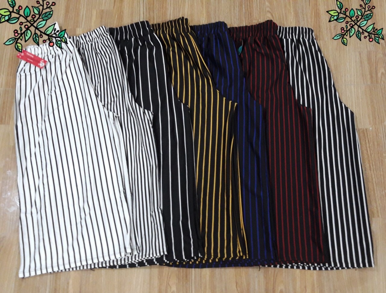 [HCM]Quần lửng sọc ống rộng(size 40-60kg)