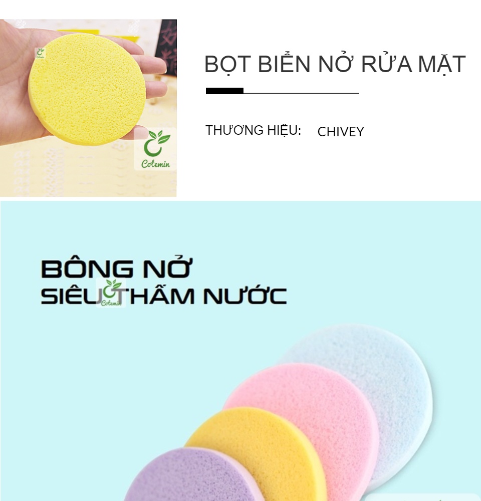 BỌT BIỂN CHIVEY RỬA MẶT - BÔNG NỞ RỬA MẶT CHIVEY (BỊCH 12 MIẾNG)