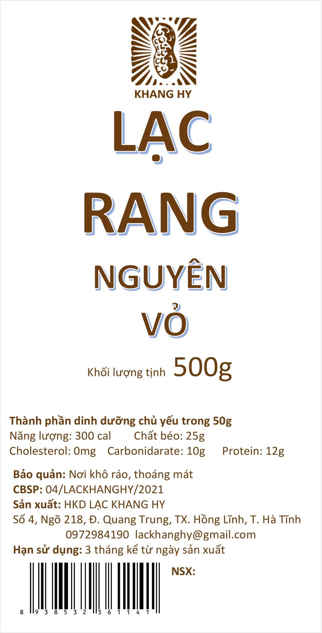 Lạc rang nguyên vỏ Khang Hy 500g