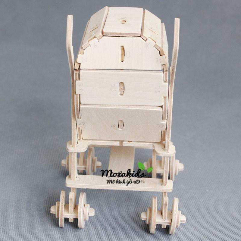 Mô hình lắp ráp gỗ 3D  (PT-01) Xe đẩy
