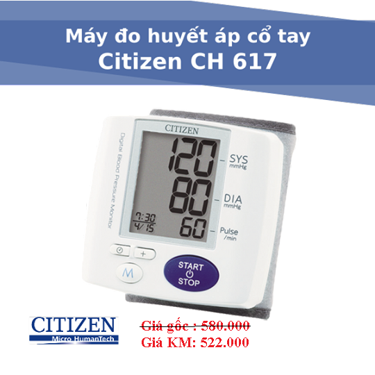 [HCM]Máy đo huyết áp điện tử cổ tay Citizen CH-617