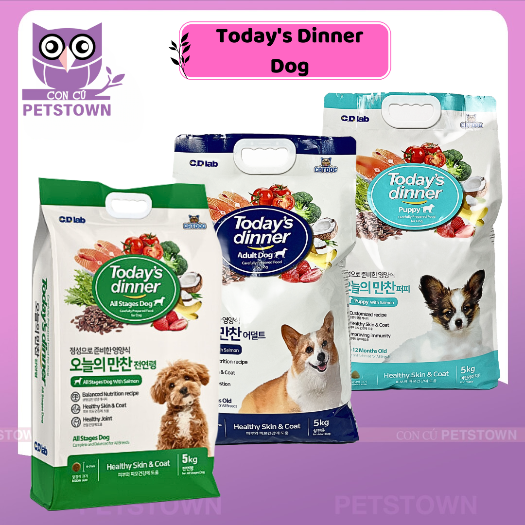 (5kg) Today's Dinner Dog - Thức ăn hạt  cho chó lớn/chó nhỏ/chó mọi lứa tuổi cân bằng dinh dưỡng cho chó nhập khẩu Hàn Quốc
