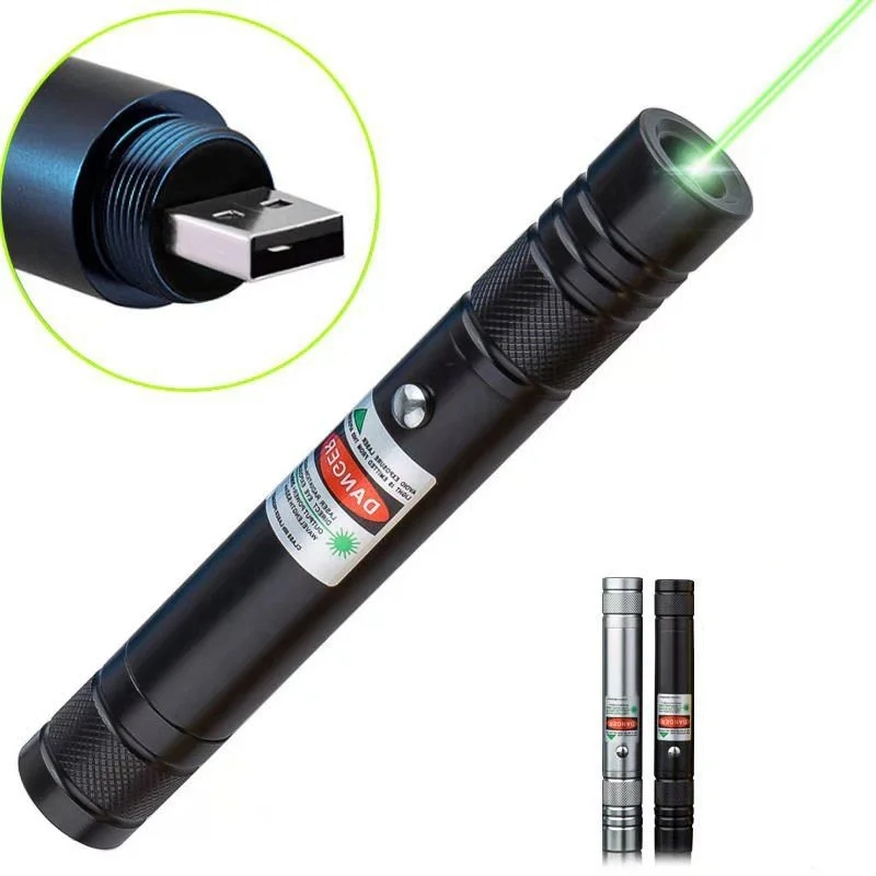 Đèn pin lazer siêu mạnh nhỏ gọn bỏ túi sạc lại qua cổng USB tia xanh