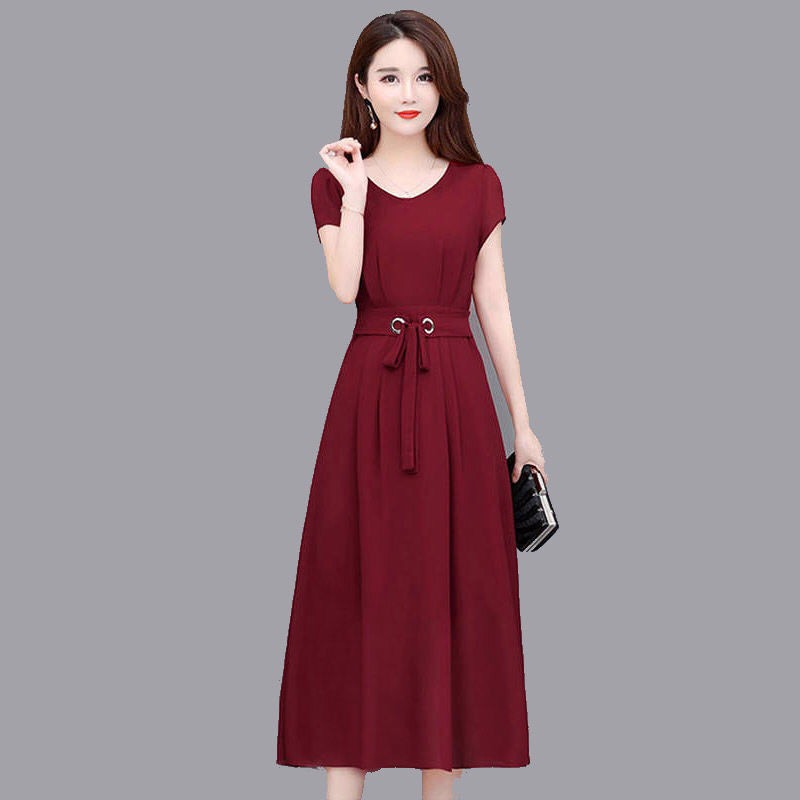 [HCM]Đầm xòe nữ dáng dài thắt nơ eo tay bó