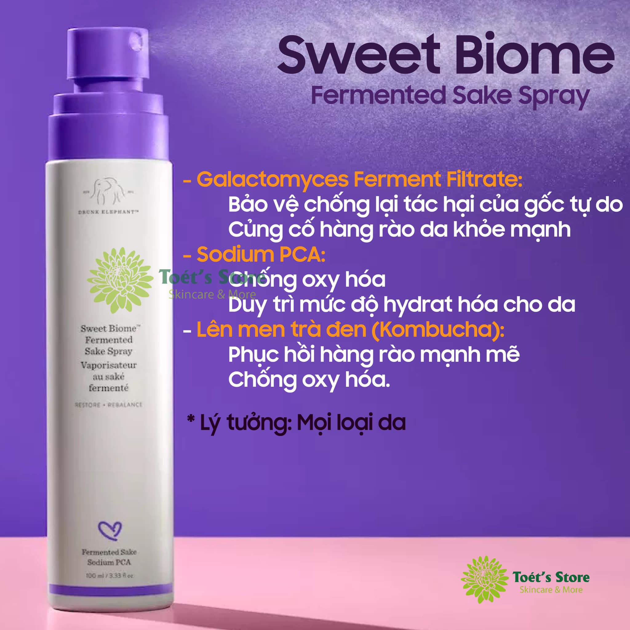 [Bill US] Xịt dưỡng Drunk Elephant Sweet Biome Fermented Hydrating