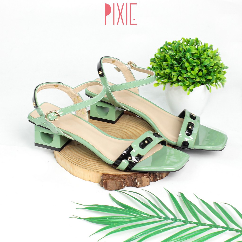 Giày Sandal Cao Gót 3cm Quai Phối Màu Pixie X531