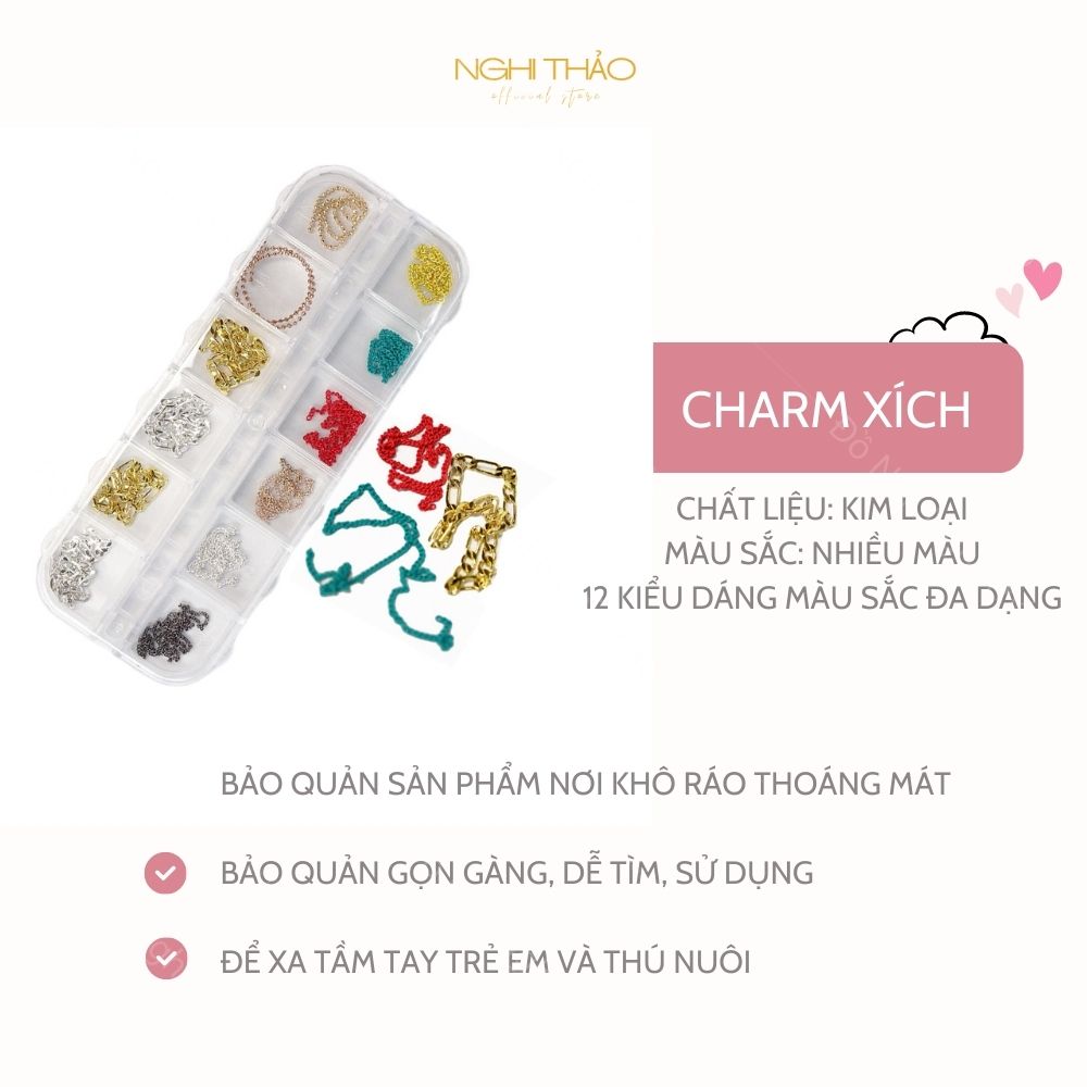 Charm xích Nghi Thảo trang trí móng nail