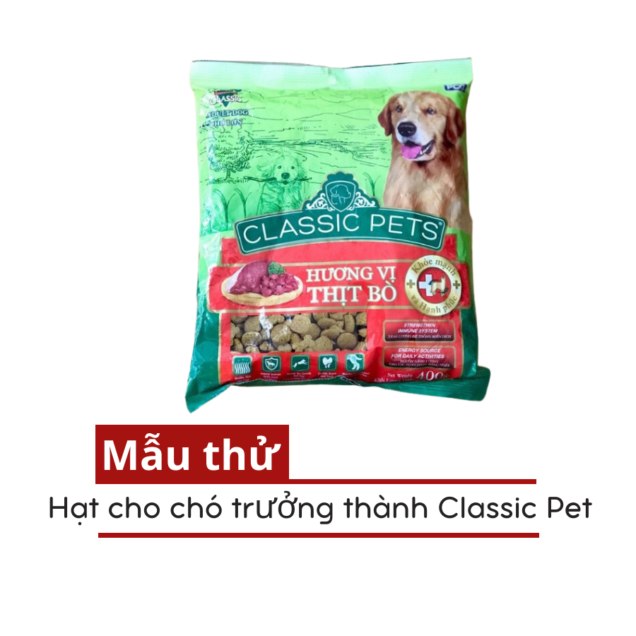 Mẫu thử hạt cho chó lớn classic pets 100g -