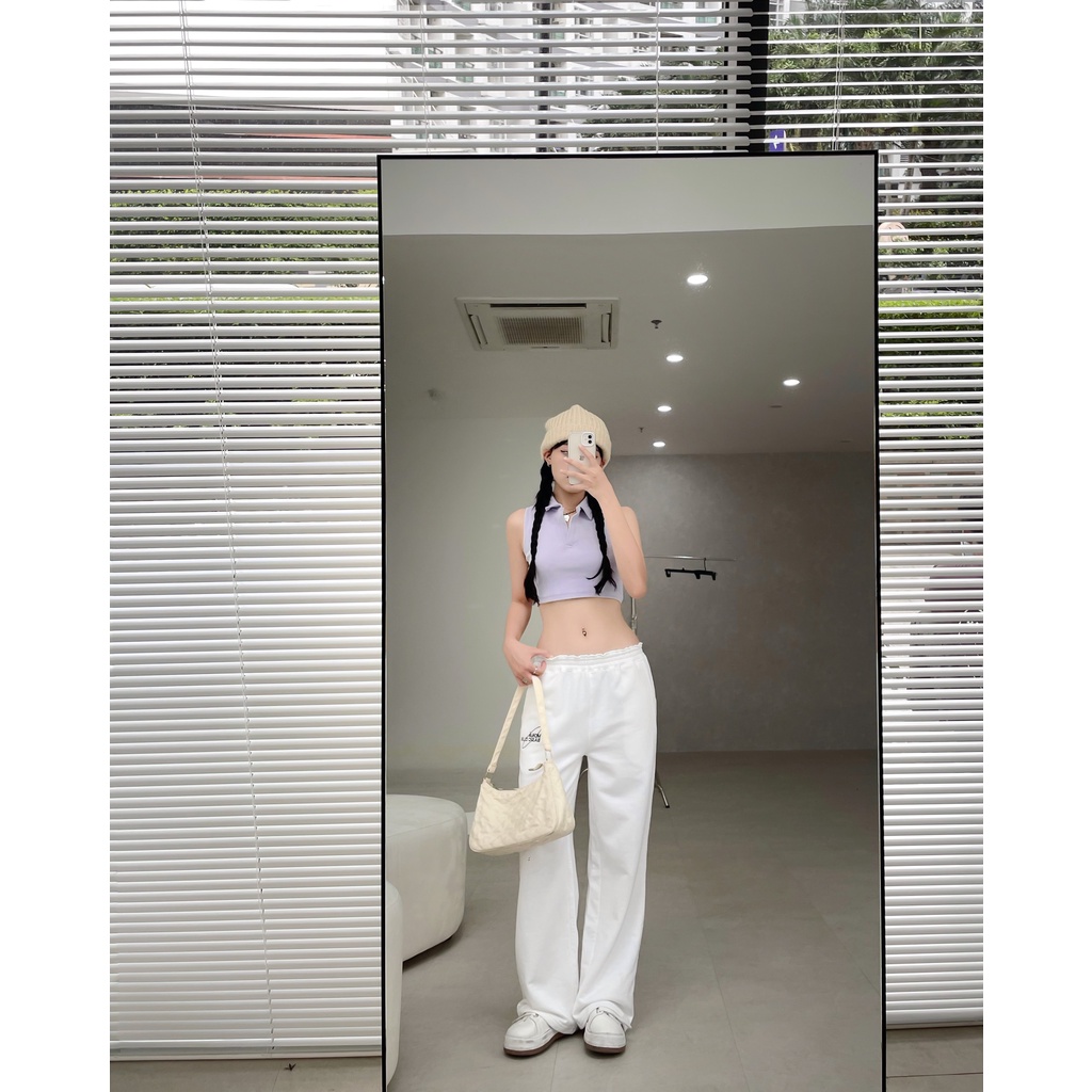 Áo croptop thun gân polo MONÁ - PERRY TÍM