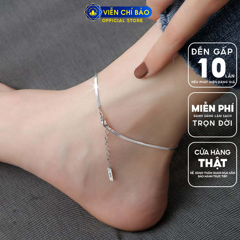Lắc chân nữ basic trơn chất liệu bạc 925 thời trang phụ kiện trang sức nữ thương hiệu Viễn Chí Bảo L400664
