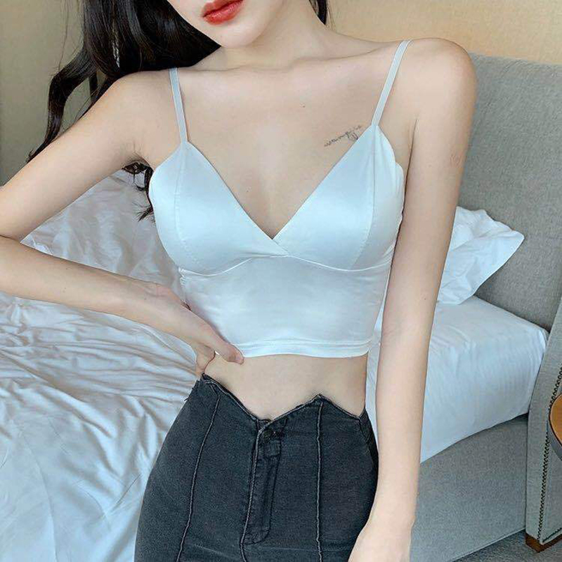 Áo bra satin phi lụa 2 dây lưng thun siêu tôn dáng - NHShop