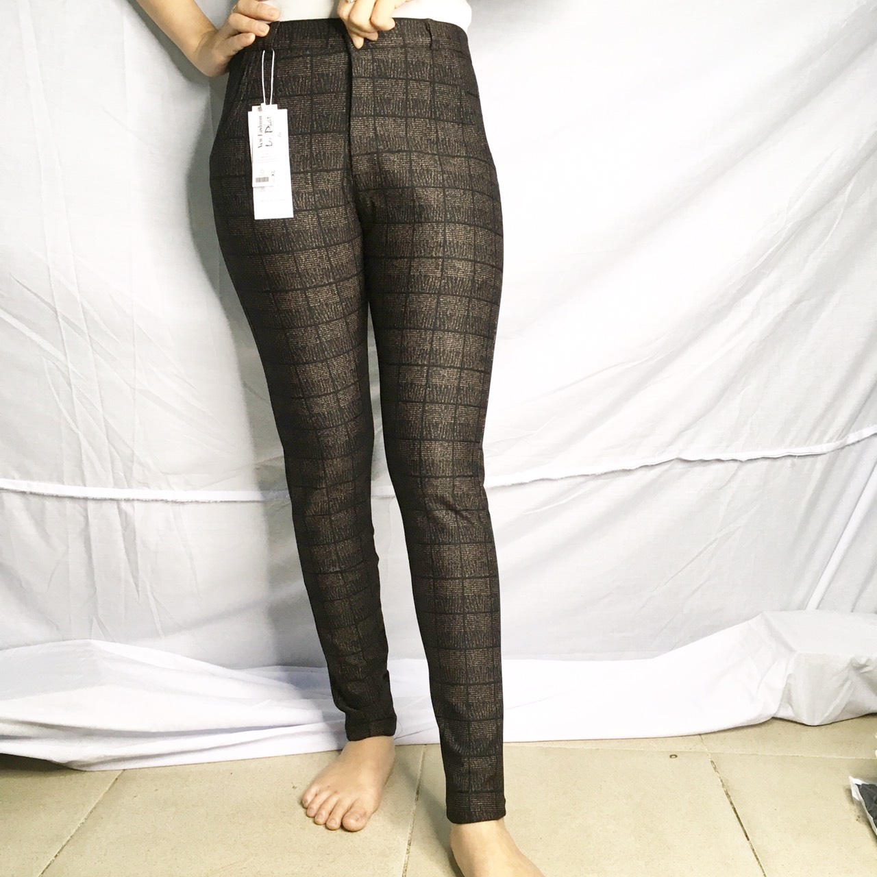 [HCM]Quần cotton sọc caro dài dây kéo