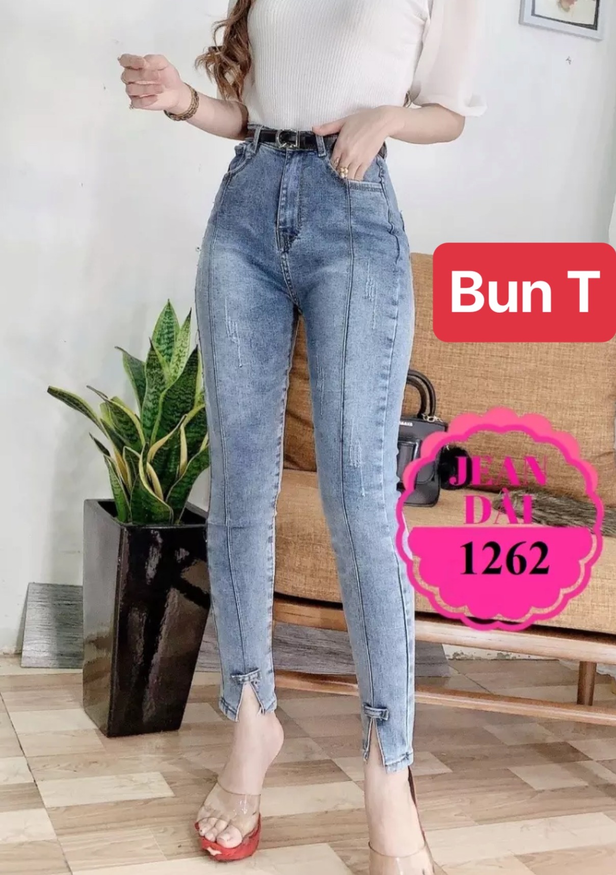 QUẦN JEAN NỮ CHẤT BÒ XANH NƠ CHÂN NHẬT HÀN LƯNG CAO NÂNG 0MÔNG NHẬT BẢN ULZZANG T&T-119 - TRANGBUN FASHION