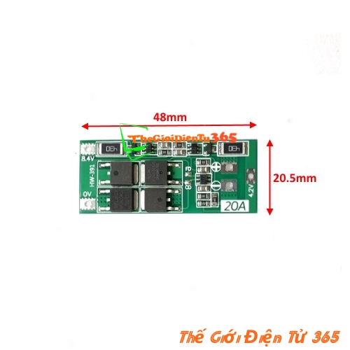 Mạch sạc và bảo vệ pin 2s 18650 7.4v-8.4v 20a