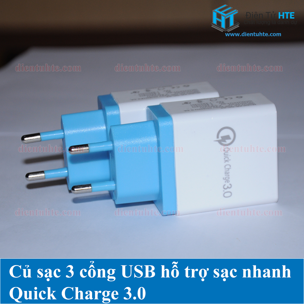 Củ sạc 3 cổng USB 3.1A hỗ trợ sạc nhanh Quick Charge 3.0