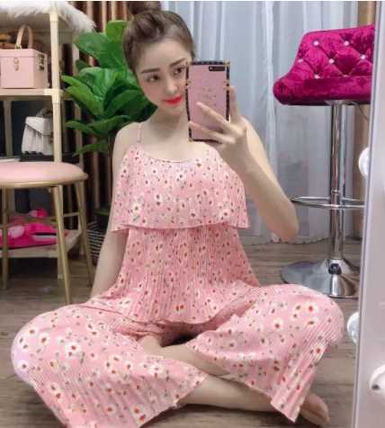 Sét áo 2 dây dập ly + quần suông (Hàng cao cấp)
