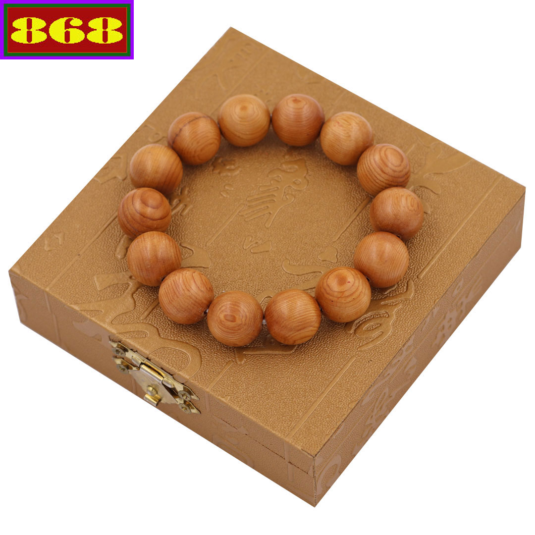 Vòng chuỗi đeo tay gỗ Thủy Tùng vàng 15 ly - Chuỗi tay Gỗ phong thủy