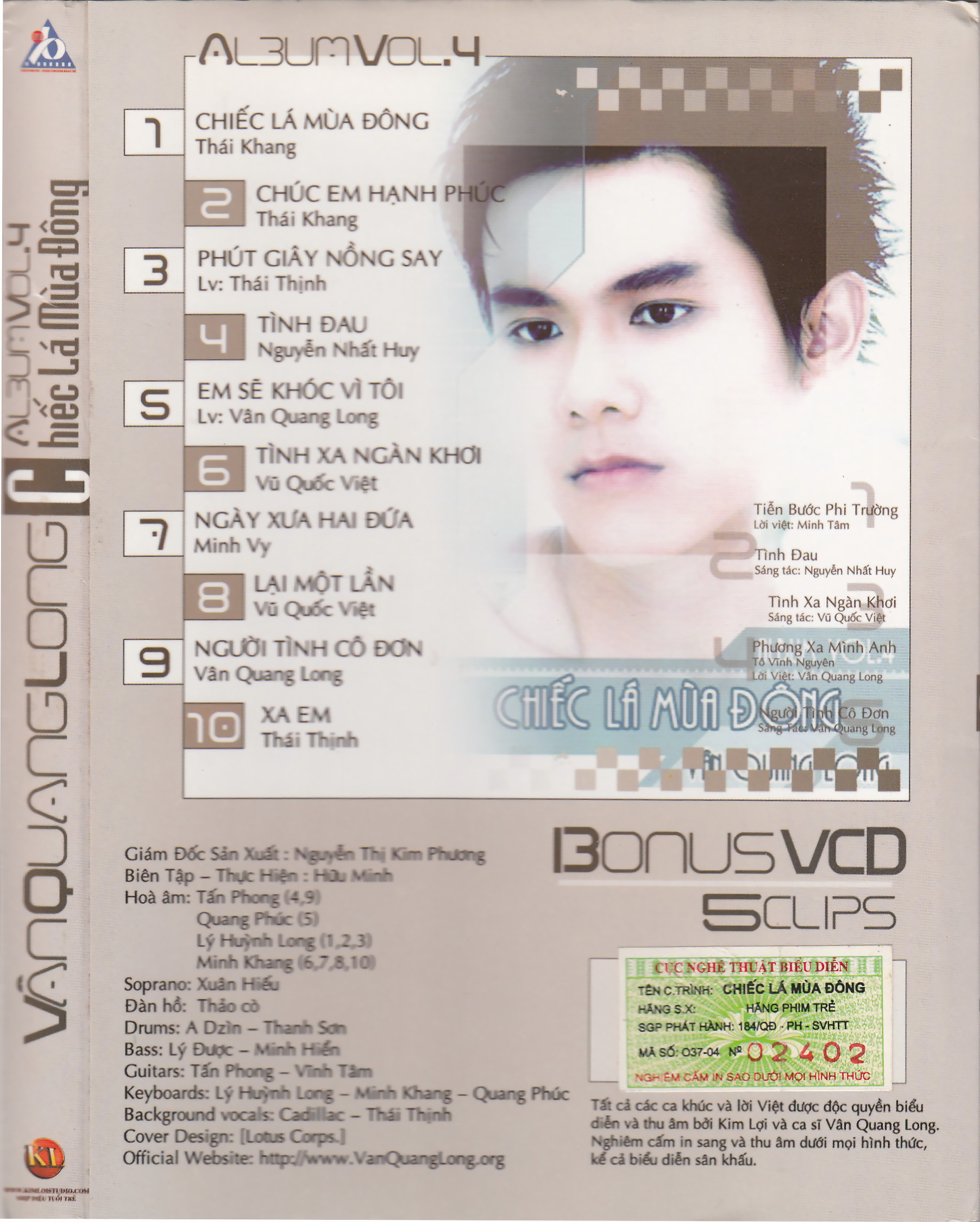 Bộ 5 đĩa cd nhạc Vân Quang Long 1
