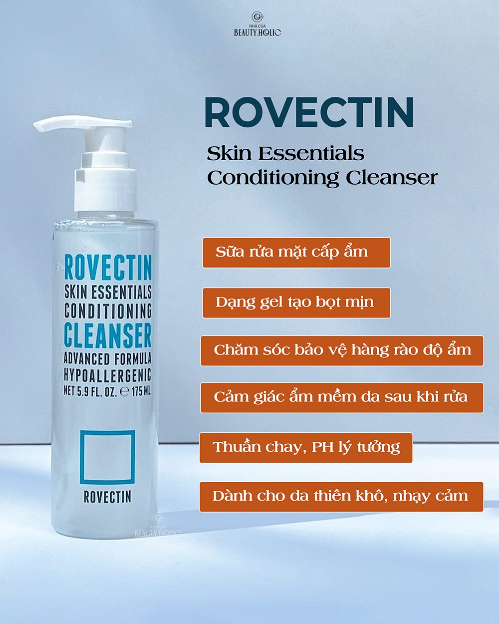 [Nhacuabeautyholic] [MẪU MỚI 2023] Sữa rửa mặt thuần chay ROVECTIN