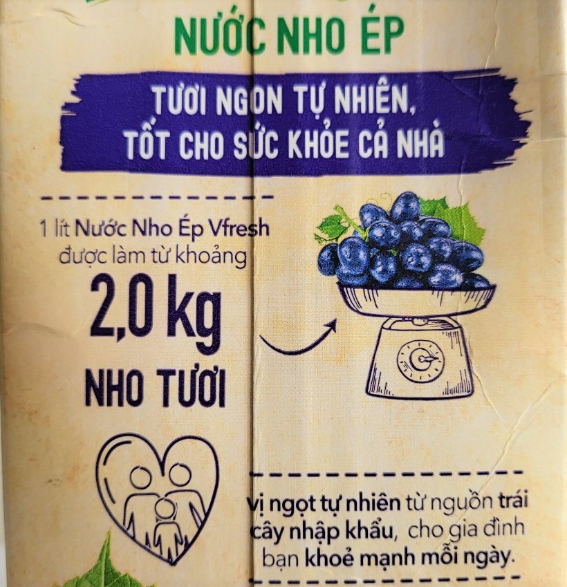 [Hộp 1 Lít] NƯỚC NHO ÉP VFRESH [VN] VINAMILK Grape Juice (halal)
