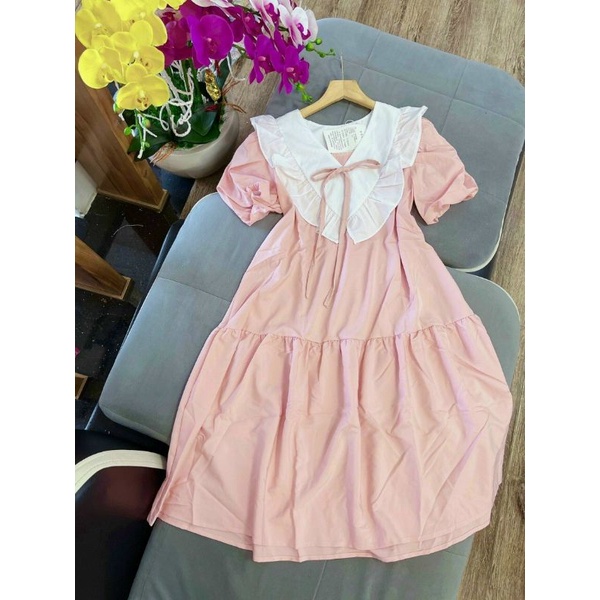[HCM]Đầm baby doll cổ tiểu thư