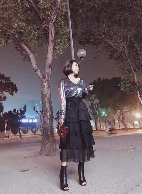 Chân váy tầng maxi buộc eo cực sang chảnh (hàng Quảng Châu)