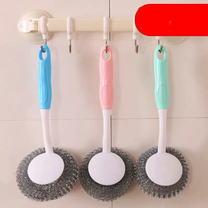 Cây cọ rửa chén bát, nồi xoong cầm tay có bối sắt tiện lợi