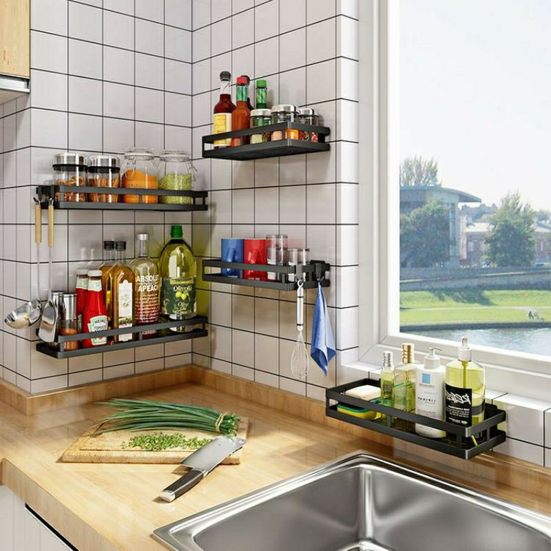 [ HÀNG CỰC DÀY ] Kệ Dán Treo Tường để đồ Nhà Tắm Phòng Bếp Chắc Chắn, Kệ để đồ Dán Tường Nhà Tắm Nhà Bếp giá hình chữ nhật để đồ nhà tắm,kệ đựng đồ nhà tắm dán tường đựng dầu gội đầu sữa tắm chất liệu sơn tĩnh điện,kệ đựng đồ nhà bếp dán tường