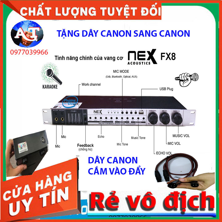 [kèm dây canon và dây av] vang cơ karaoke nex fx8 vang chuyên sâu karaoke hát hay nhẹ tiếng chống hú tốt