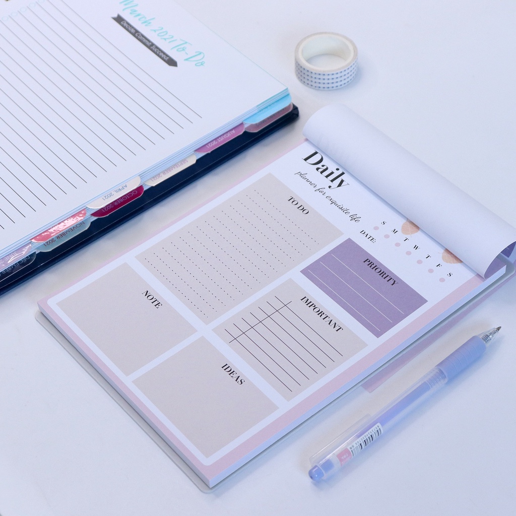 Tập giấy ghi chú/ note Daily Plan Morandi (giấy dày)