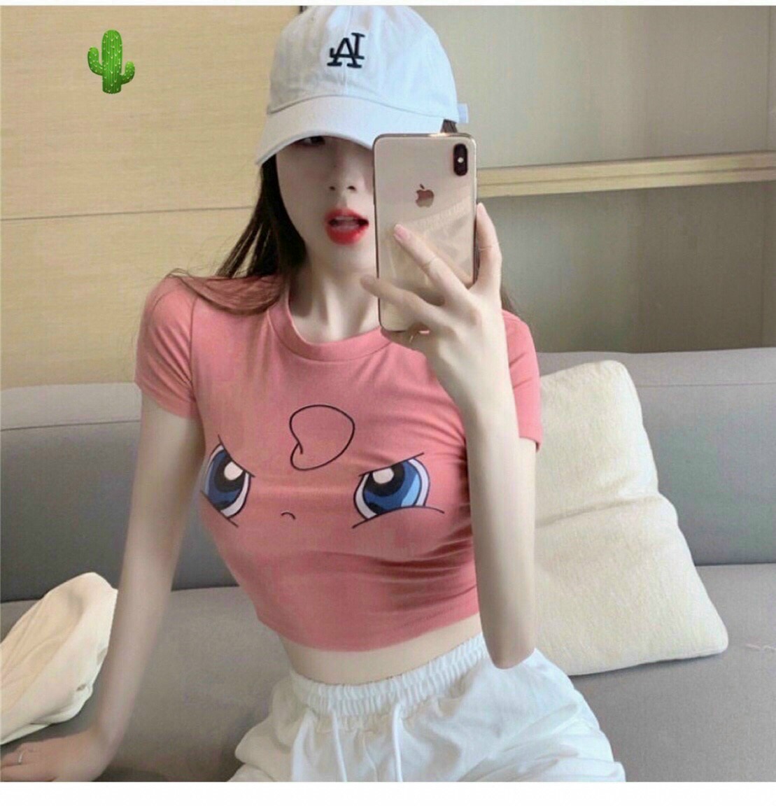 Áo Thun Croptop In Hình PKM Siêu Cute