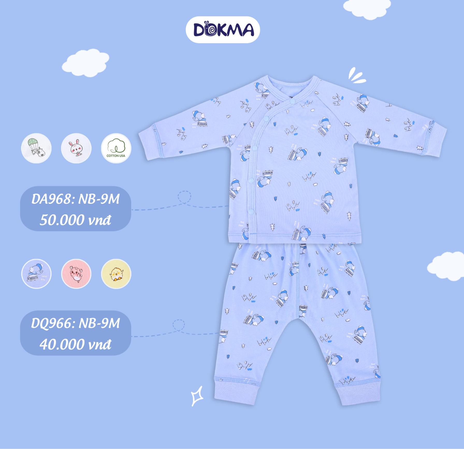 Bộ sơ sinh cài lệch Dokma (0 - 9 tháng)