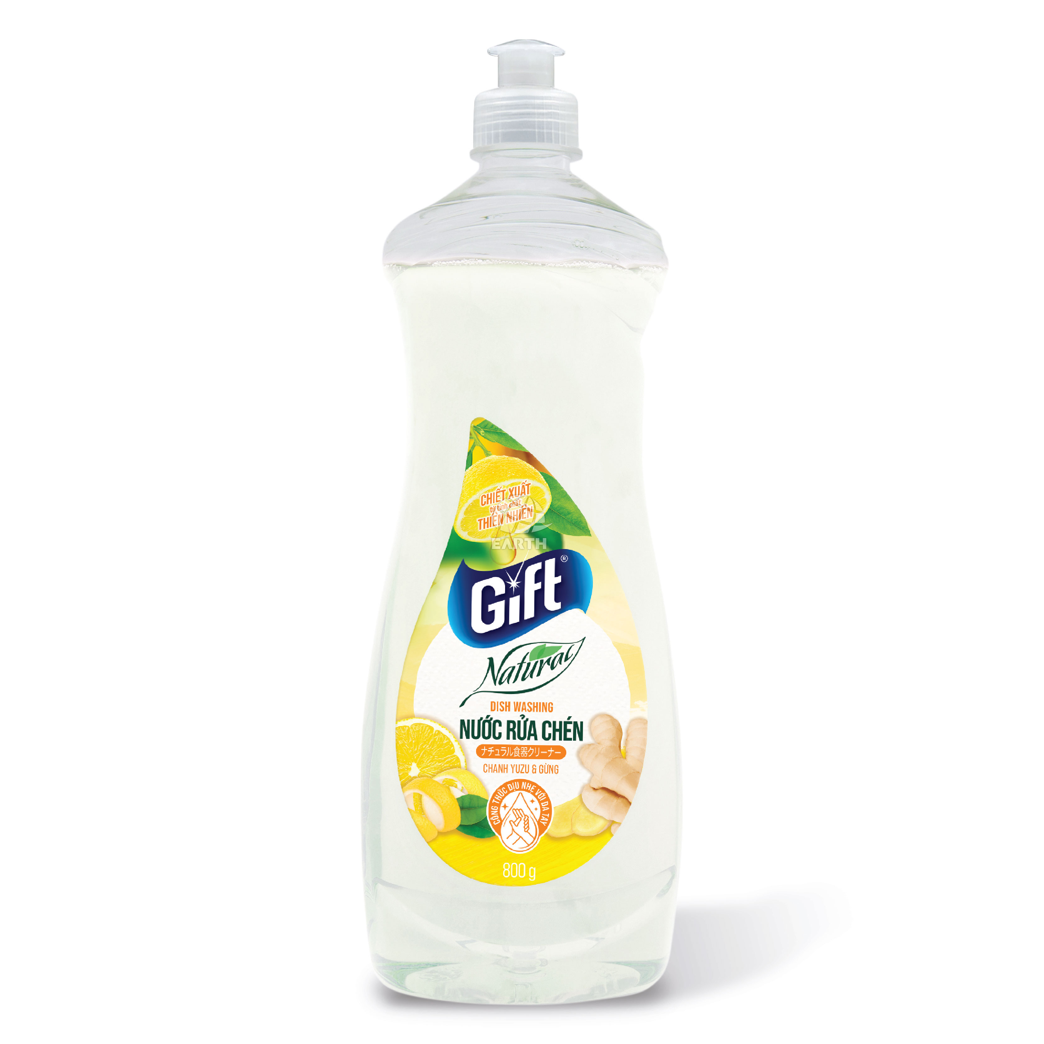Nước rửa chén Gift Natural (Chanh Yuzu & Gừng/ Trà Matcha & Lô Hội) Chai 800g, 3.8kg
