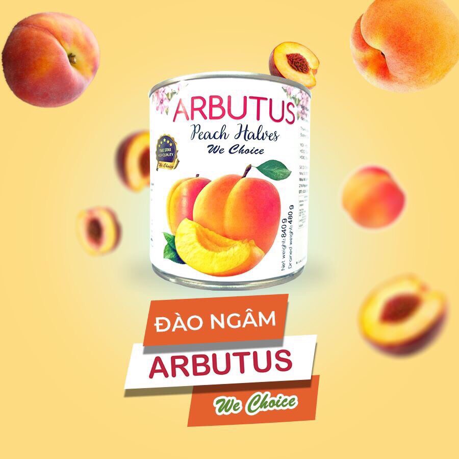 Đào ngâm Arbutus lon 840g