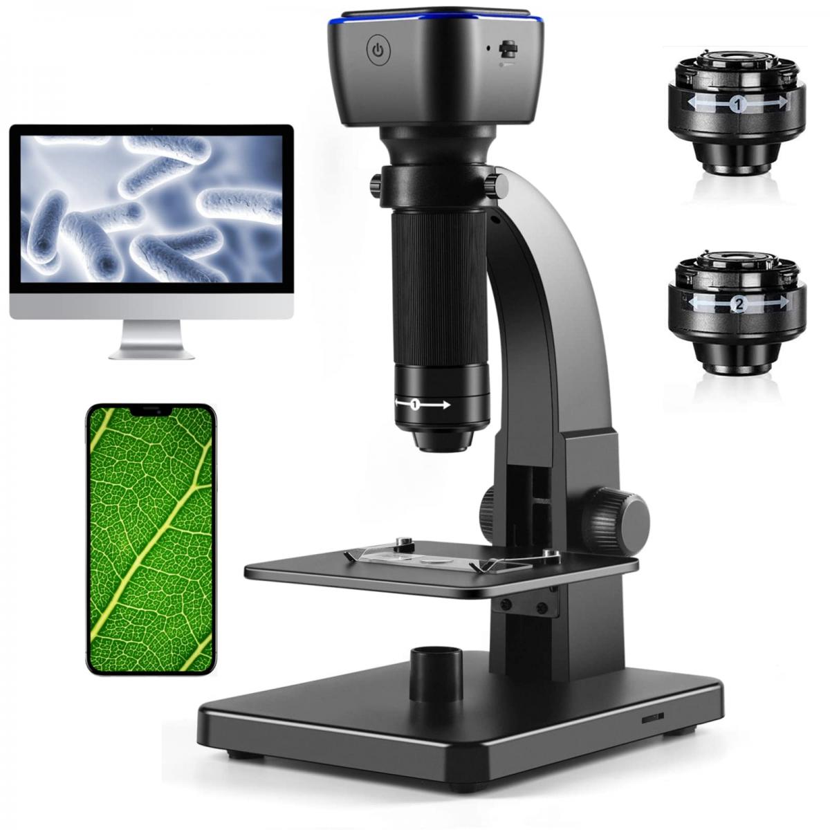 Kính hiển vi kỹ thuật số hd wifi 2000x500x 2000x digital microscope, 500w pixel, hd visual wifi, portable electron microscope with 11 led lights,ios and android windows macos compatible