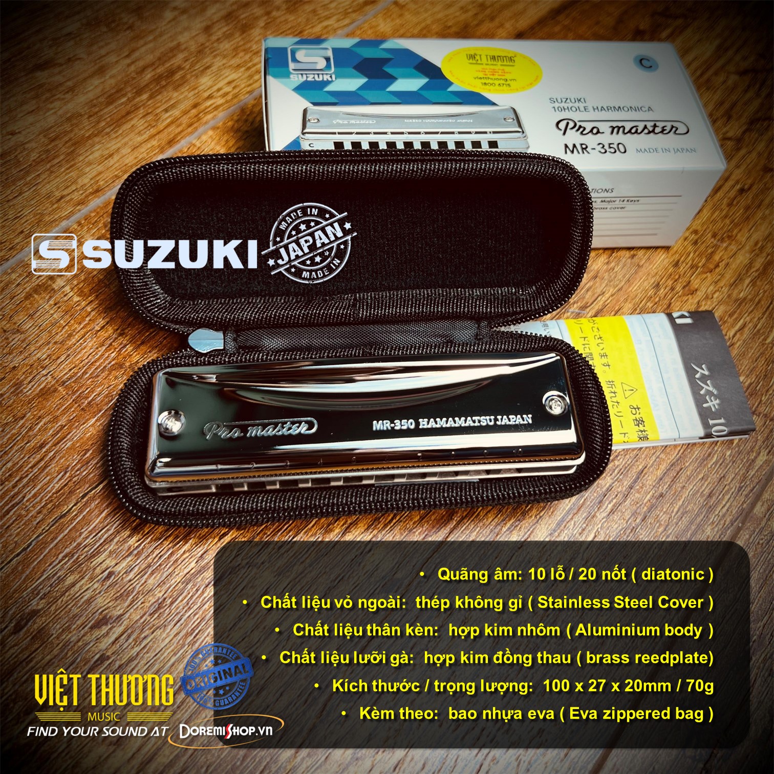 Kèn Harmonica Suzuki Diatonic ProMaster MR-350 key C - made in Japan - Kèm Tặng Quà Trị Giá 65k